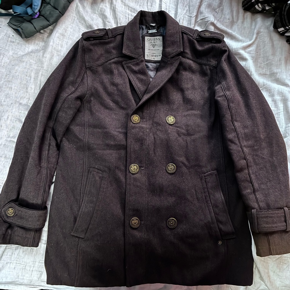 GUESS Men's Dark Brown Peacoat